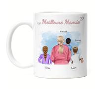 Kiddle-Design Mamie Tasse personnalisée 3 petits-enfants Fête des Mères Cadeau d'anniversaire - Cadeau Mamie avec petite-fille petit-fils - Meilleure Mamie du Monde