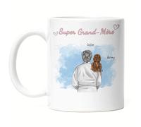 Kiddle-Design Mamie Tasse personnalisée petit- enfant Fête des Mères Cadeau d'anniversaire - Cadeau Mamie avec petite fille petit fils - Meilleure Mamie du Monde