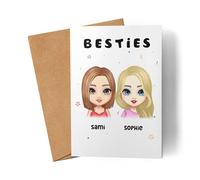 Kiddle-Design Meilleure amie carte carte d'anniversaire cadeau personnalisé BFF Meilleure amie sœur avec nom anniversaire Noël carte de vœux