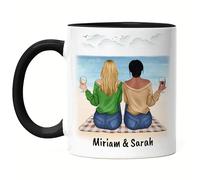 Kiddle-Design Meilleure amie tasse Noire mug amitié cadeau personnalisé Best Friends BFF sœur avec nom Noël anniversaire
