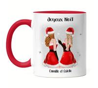 Kiddle-Design Meilleures amies Mug Rouge Noël Personnalisé Meilleure amie avec nom Xmas Noël Cadeau d'amie