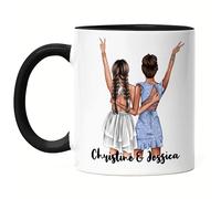 Kiddle-Design Meilleures amies Tasse Noire personnalisée avec nom Cadeau Anniversaire Meilleures amies Cadeau Tasse à café