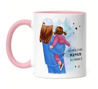 Kiddle-Design Mère Enfant Tasse Rose Personnalisée avec Nom Maman Enfants Filles Bébé Cadeau pour Mères Fête des Mères
