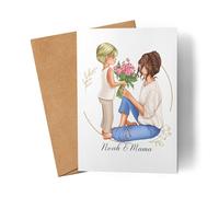 Kiddle-Design Mère Fils Carte Personnalisée Cadeau Fête des Mères Meilleure Maman du Monde Carte Fête des Mères Carte Anniversaire