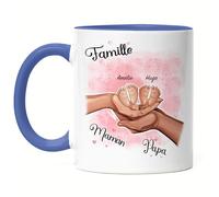 Kiddle-Design Mère Père Enfant Mug Bleu Personnalisé Cadeau Famille Bébé Naissance Fête des Pères Fête des Mères Cadeau Bébé Futurs Parents Photo de Famille