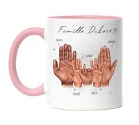 Kiddle-Design Mère Père Enfant Tasse Rose Personnalisée Cadeau Famille Bébé Naissance Fête des Pères Fête des Mères Cadeau Bébé Parents Photo de Famille 3 Enfants