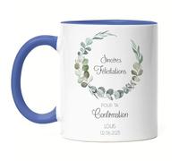 Kiddle-Design Mug Bleu Confirmation Garçon Fille Cadeau de Confirmation Personnalisé Cadeau d'argent Proverbes Félicitations pour la Confirmation