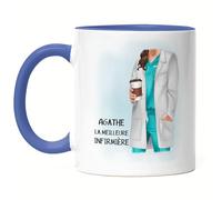 Kiddle-Design Mug Bleue Médecin Personnalisé avec Nom Cadeau Infirmière Médecins Médecine Diplômée