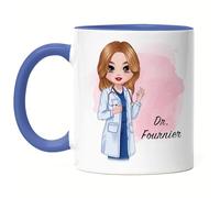 Kiddle-Design Mug Bleue Médecin personnalisé | Cadeau d'études de médecine | Avec nom pour féliciter l'examen Médecine Études Merci & Cadeau d'adieu