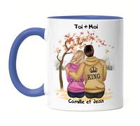 Kiddle-Design Mug Bleue personnalisé pour petit ami | Cadeau pour partenaire, couple & couples | Personnaliser soi-même Saint-Valentin Noël Couple Cadeau d'amour