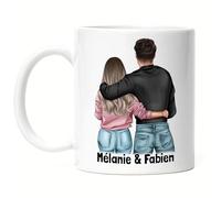 Kiddle-Design Mug Couple Personnalisé avec Noms Saint Valentin Anniversaire de Mariage Cadeau pour Couple Ami et Amie Individuelle Couple Tasse à Café