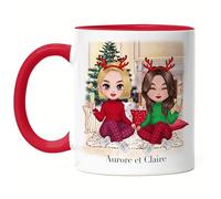 Kiddle-Design Mug de Noël Rouge Personnalisé Meilleures Amies - Cadeau de Noël à Personnaliser en Ligne Pour les Copines
