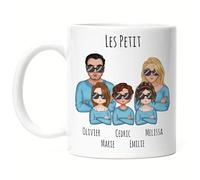 Kiddle-Design Mug Familial Personnalisé Père Mère 3 Enfants Fête des Mères Papa Maman Famille cool Fils Fille