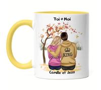 Kiddle-Design Mug Jaune personnalisé pour petit ami | Cadeau pour partenaire, couple & couples | Personnaliser soi-même Saint-Valentin Noël Couple Cadeau d'amour