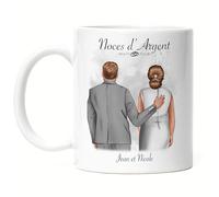 Kiddle-Design Mug Noces d'Argent Personnalisé Image Mariage d'Argent Cadeau Anniversaire 25e anniversaire de mariage pour les couples