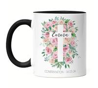 Kiddle-Design Mug Noire Confirmation Fille Cadeau de Confirmation Personnalisé Cadeau d'argent Félicitations pour la Confirmation Proverbes