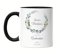 Kiddle-Design Mug Noire Confirmation Garçon Fille Cadeau de Confirmation Personnalisé Cadeau d'argent Proverbes Félicitations pour la Confirmation