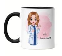 Kiddle-Design Mug Noire Médecin personnalisé | Cadeau d'études de médecine | Avec nom pour féliciter l'examen Médecine Études Merci & Cadeau d'adieu