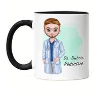 Kiddle-Design Mug Noire Médecin personnalisé | Cadeau d'examen de médecine | Personnalisé avec nom pour futur médecin Cadeau de fin d'études Merci et adieu