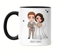 Kiddle-Design Mug Noire personnalisé pour le mariage | Cadeau de mariage en argent avec nom | Idée cadeau couple de mariés anniversaire de mariage