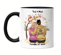Kiddle-Design Mug Noire personnalisé pour petit ami | Cadeau pour partenaire, couple & couples | Personnaliser soi-même Saint-Valentin Noël Couple Cadeau d'amour