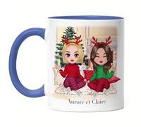 Kiddle-Design Mug Personnalisé Meilleures Amies - Cadeau de Noël Bleu à Personnaliser en Ligne pour les Copines