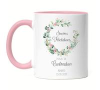 Kiddle-Design Mug Rose Confirmation Fille Cadeau de Confirmation Personnalisé Cadeau d'argent Proverbes Félicitations pour la Confirmation