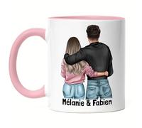 Kiddle-Design Mug Rose Couple Personnalisé avec Noms Saint Valentin Anniversaire de Mariage Cadeau pour Couple Ami et Amie Individuelle Couple Tasse à Café
