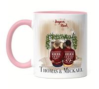 Kiddle-Design Mug Rose de Noël pour Meilleurs Amis Père & Fils ou Couple Gay Noël Xmas Personnalisé avec Nom Cadeau