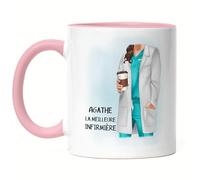 Kiddle-Design Mug Rose Médecin Personnalisé avec Nom Cadeau Infirmière Médecins Médecine Diplômée