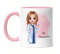 Kiddle-Design Mug Rose Médecin personnalisé | Cadeau d'études de médecine | Avec nom pour féliciter l'examen Médecine Études Merci & Cadeau d'adieu