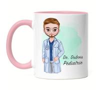 Kiddle-Design Mug Rose Médecin personnalisé | Cadeau d'examen de médecine | Personnalisé avec nom pour futur médecin Cadeau de fin d'études Merci et adieu