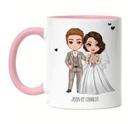 Kiddle-Design Mug Rose personnalisé pour le mariage | Cadeau de mariage en argent avec nom | Idée cadeau couple de mariés anniversaire de mariage