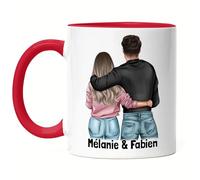 Kiddle-Design Mug Rouge Couple Personnalisé avec Noms Saint Valentin Anniversaire de Mariage Cadeau pour Couple Ami et Amie Individuelle Couple Tasse à Café