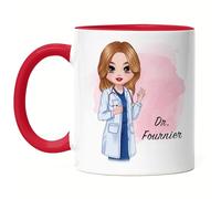 Kiddle-Design Mug Rouge Médecin personnalisé | Cadeau d'études de médecine | Avec nom pour féliciter l'examen Médecine Études Merci & Cadeau d'adieu
