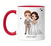 Kiddle-Design Mug Rouge personnalisé pour le mariage | Cadeau de mariage en argent avec nom | Idée cadeau couple de mariés anniversaire de mariage