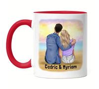 Kiddle-Design Mug Rouge pour couple Personnalisé avec nom Cadeau pour couple petit ami et petite amie Anniversaire de mariage tasse à café personnalisée pour couple