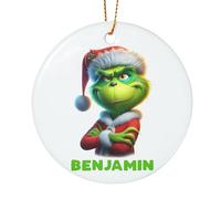 Kiddle-Design Pendentif de Noël personnalisé amusant | Grinch Décoration de Noël avec nom | Boule de Noël humoristique homme kitsch