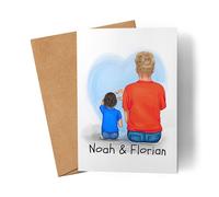 Kiddle-Design Père Fils Carte Fête des Pères Personnalisée Cadeau Fête des Pères Papa Enfants Bébé Nom Cadeau Pères Fête des Pères Papatag