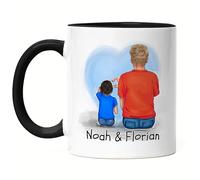 Kiddle-Design Père Fils Tasse Noire Personnalisée Cadeau Fête des Pères Papa Enfants Nom Cadeau Tasse à café pour pères Fête des Pères Papatag