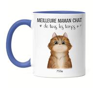 Kiddle-Design Propriétaire de chat Mug Bleu Personnalisé Cadeau Maman chat Amoureux des chats Proverbe Nom Ami des chats Animal de compagnie