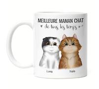Kiddle-Design Propriétaire de chat Mug personnalisé Cadeau Maman chat Amoureux des chats Slogan Nom Ami des chats Animal domestique 2 chats