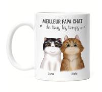 Kiddle-Design Propriétaire de chat Mug Personnalisé Cadeau Papa 2 chats Amoureux des chats Proverbe Nom Ami des chats Animal de compagnie