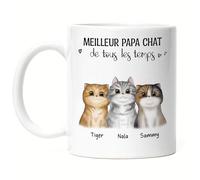 Kiddle-Design Propriétaire de chat Mug Personnalisé Cadeau Papa de chat 3 Amoureux des chats Motif de chat Slogan Nom Ami des chats Animal de compagnie