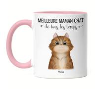 Kiddle-Design Propriétaire de chat Mug Rose Personnalisé Cadeau Maman chat Amoureux des chats Proverbe Nom Ami des chats Animal de compagnie