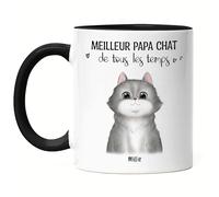 Kiddle-Design Propriétaire de chat Tasse Noire personnalisée Cadeau Papa chat Amoureux des chats Proverbe Nom Ami des chats Animal de compagnie