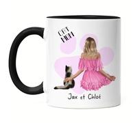 Kiddle-Design Propriétaire de chat Tasse Noire personnalisée Cadeau pour maman chat Amoureux des chats Femme Cat Mom Ami des chats Animal domestique & maître