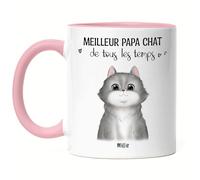 Kiddle-Design Propriétaire de chat Tasse Rose personnalisée Cadeau Papa chat Amoureux des chats Proverbe Nom Ami des chats Animal de compagnie