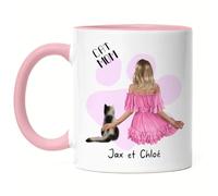 Kiddle-Design Propriétaire de chat Tasse Rose personnalisée Cadeau pour maman chat Amoureux des chats Femme Cat Mom Ami des chats Animal domestique & maître