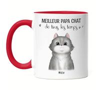 Kiddle-Design Propriétaire de chat Tasse Rouge personnalisée Cadeau Papa chat Amoureux des chats Proverbe Nom Ami des chats Animal de compagnie